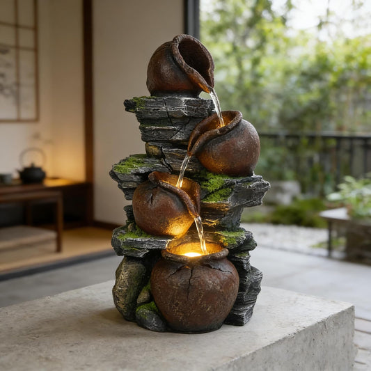 4-Tiered Outdoor Tabletop Water Fountain 17.9”