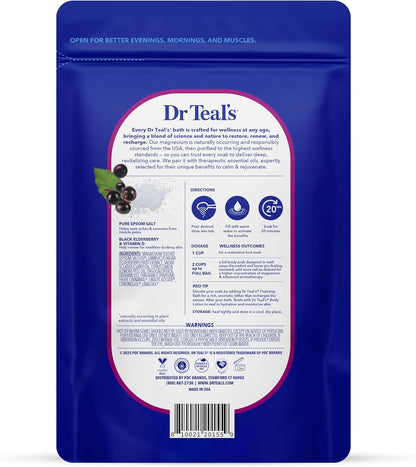 Dr Teal's Epsom Salt Magnesium Soak, Black Elderberry with Vitamin D, 3 lbs