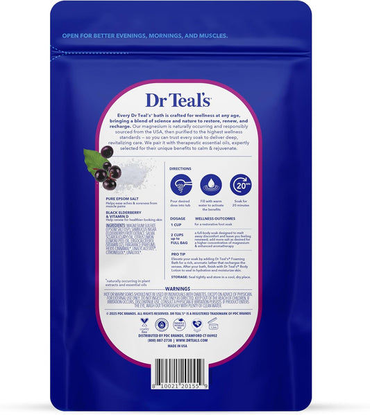 Dr Teal's Epsom Salt Magnesium Soak, Black Elderberry with Vitamin D, 3 lbs
