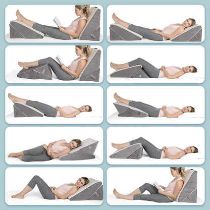 Kolbs Bed Wedge Pillow for Sleep Apnea, FSA Eligible Acid Reflux, and Back Pain Relief, with Chic Jacquard Cover - Headboard Wedges for Sleeping (5" Gentle Incline)