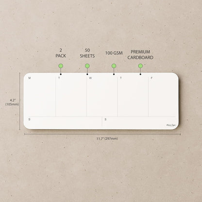 Weekly Planner Pad, Weekly To Do List Notepad, Tear Off Undated Weekly Planner Notepad, 2 Pack, 50 Sheet Each, 4,2" X 11,7", Premium Thick Paper with Cardboard Back Support, Weekly Desk Planner by CLEVER SIGNS