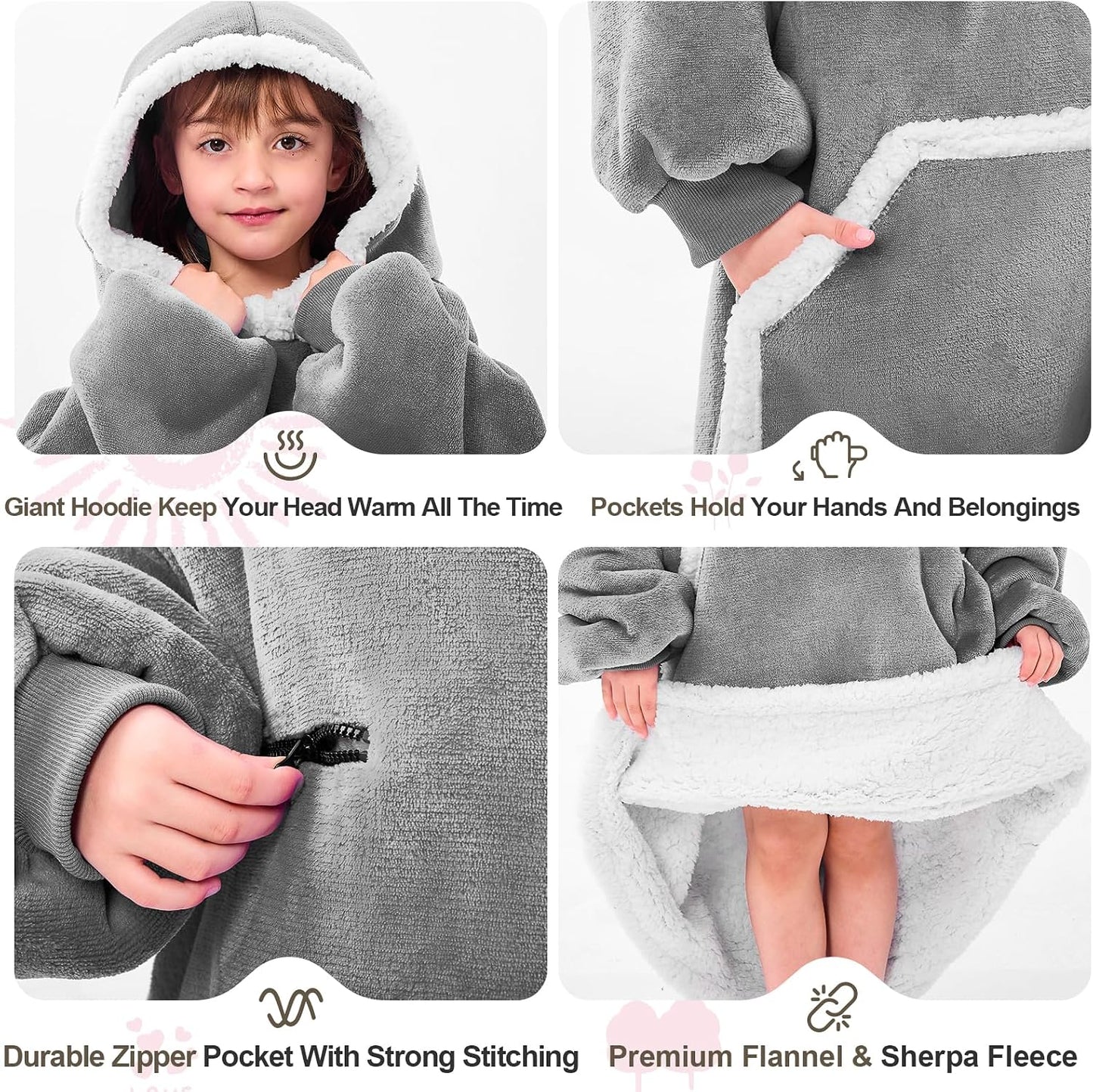 IFNOW Wearable Blanket Hoodie, Oversized Sherpa Fleece Hooded Blanket Sweatshirt with Eye Mask and Pocket, Comfy Long Flannel Blanket for Adults Men,Gifts for Women Mom Girlfriend,MoonFace