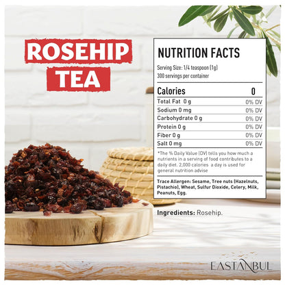 Eastanbul Dried Rose Hips, Loose Leaf Tea, Natural, Gluten Free, 10.5oz