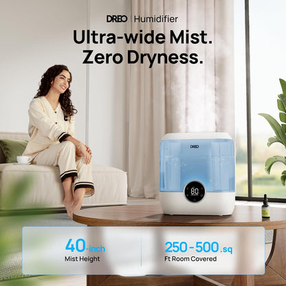 DREO Smart Humidifiers for Bedroom, 6L Top Fill Supersized Cool Mist Humidifier for Large Room, 60 Hour Runtime, Quiet Ultrasonic Humidifier for Plants, Indoor, Home, Night Light, Black