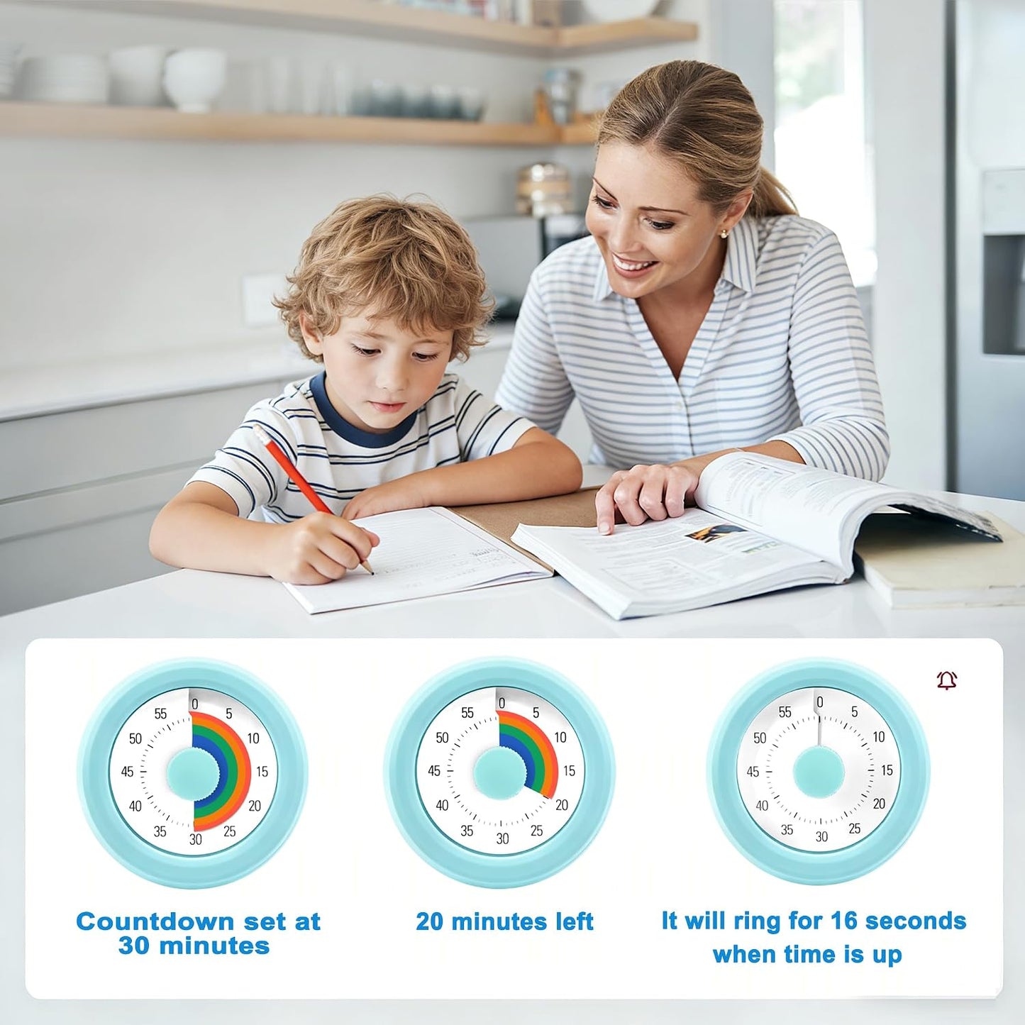 60 Minute Visual Timer with Silent Operation Visual Countdown Timer Rainbow Disk 60 Minute Countdown Timer Task Reminder Home and Kitchen Timer for Kids Desk, Office Meetings (Green)