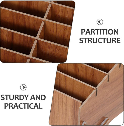 24 Slot Wooden Cell Phone Organizer Box for Classroom Meetings