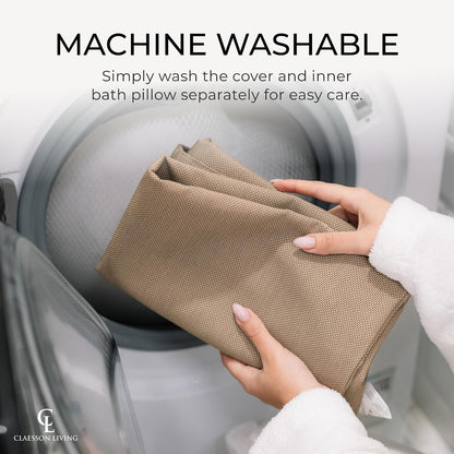 Luxury Bath Pillow for Tub - Thick and Comfortable Bathtub Pillow Support for Head and Neck and Back - Washable Quick-Drying Bath Pillows - Bath Cushion for Home Spa - Fits Any Bathtub - Light Gray