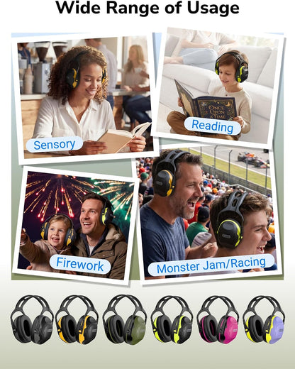 Dr.meter Ear Protection Ear Muffs, Noise Cancelling Headphones for Adults Kids 31dB Earmuffs for Noise Reduction, Hearing Protection for Shooting Gun Range, Mowing, Monster Jam, Sensory, Fireworks