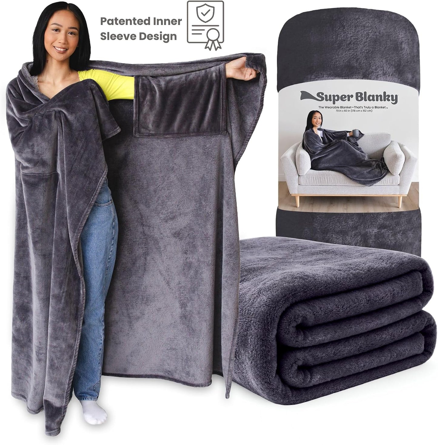 Super Blanky Wearable Blankets for Women & Men, Graduation Day Gift for Her, Cozy Gifts for Women, Wife Birthday Gifts Ideas