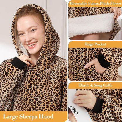 LetsFunny Blanket Hoodie,Oversized Wearable Sherpa Fleece Blanket Sweatshirt,Super Soft Warm Cozy with Giant Pocket,Gifts for Women Men Adults Teenagers, One Size Fits All