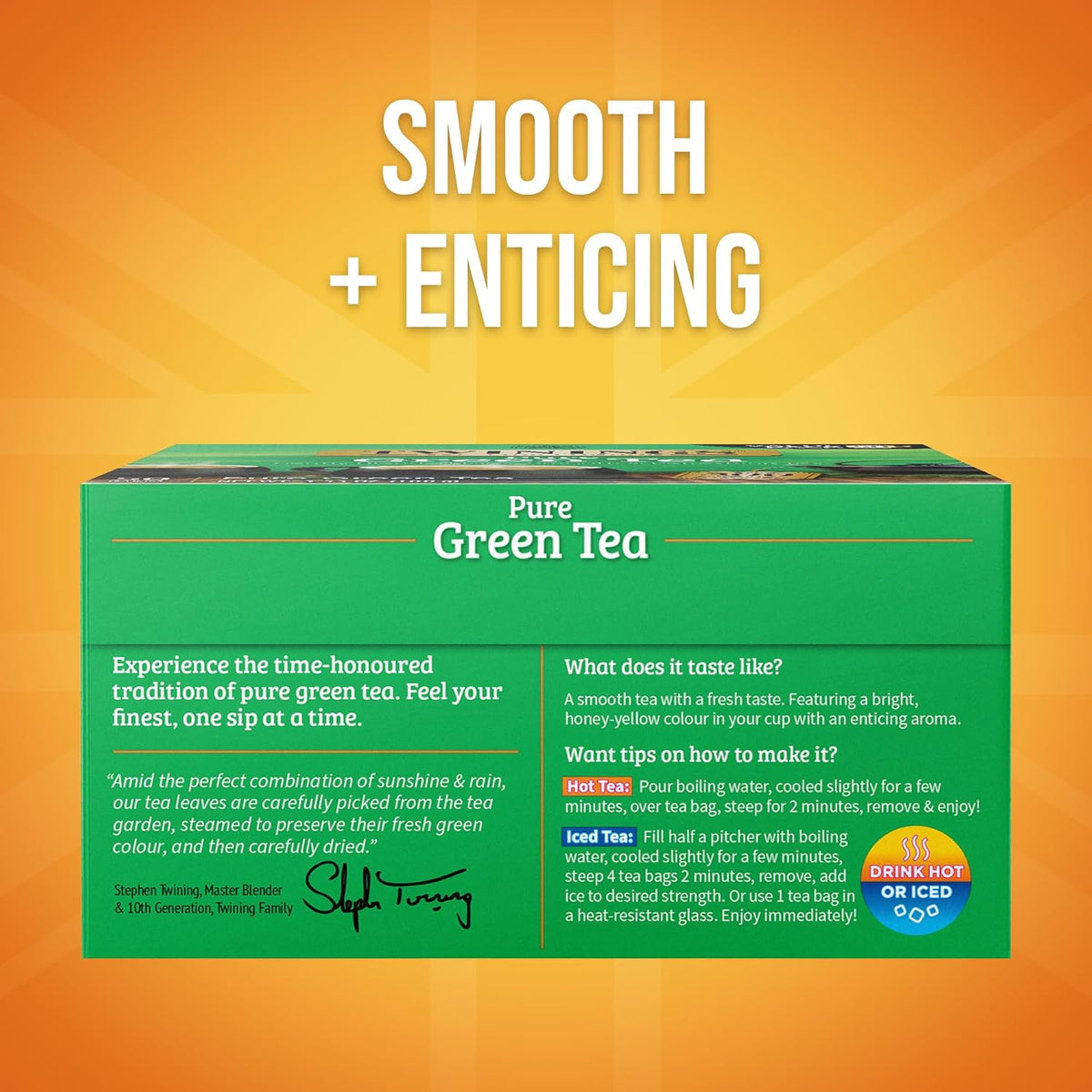Twinings Pure Green Tea, Caffeinated, Tea Bags, 50 CT Box (6 Pack)