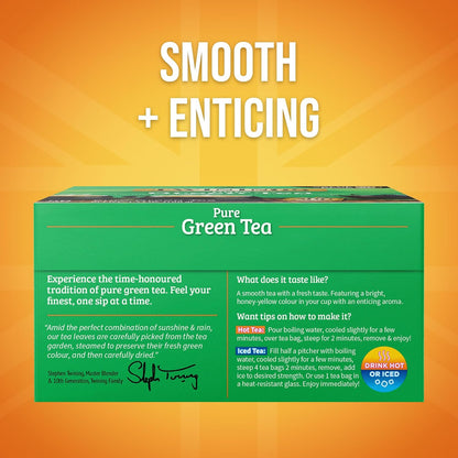 Twinings Pure Green Tea, Caffeinated, Tea Bags, 50 CT Box (6 Pack)