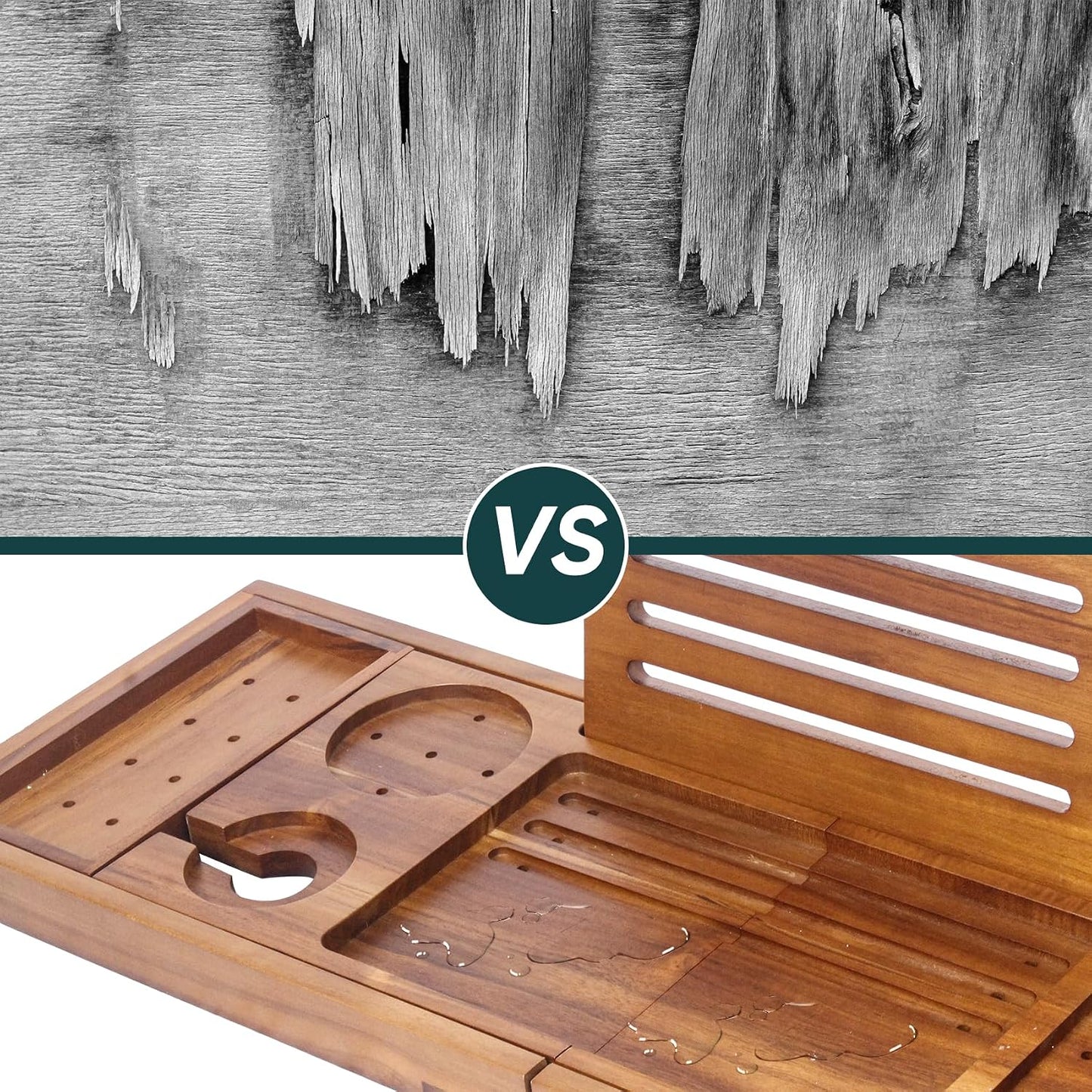 Premium Foldable Teak Bathtub Tray, Expandable Bath Tray for Tub, Luxury Bathtub & Bathroom Accessories