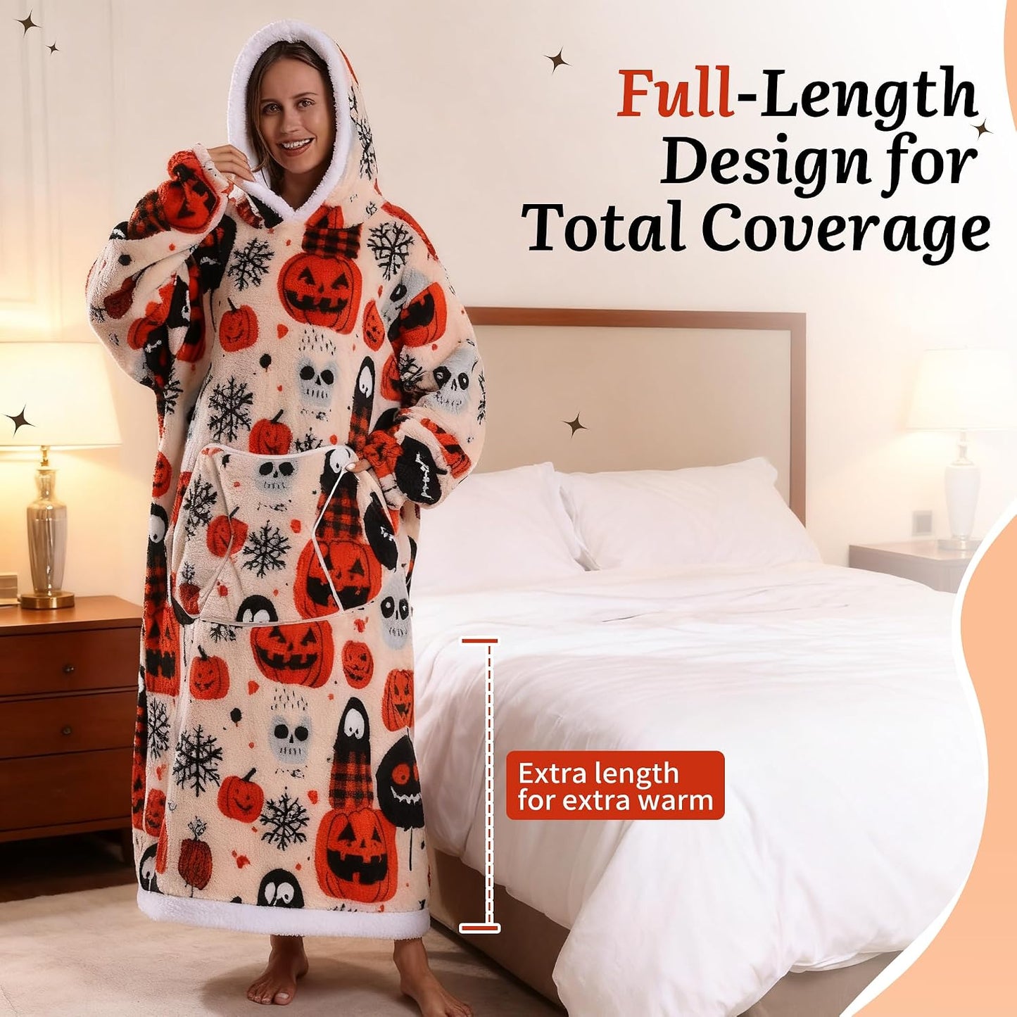 Capecage Blanket Hoodie, Long Hooded Blanket Sweatshirt as Birthday Gifts for Women Men, Long Wearable Blanket for Women Men.