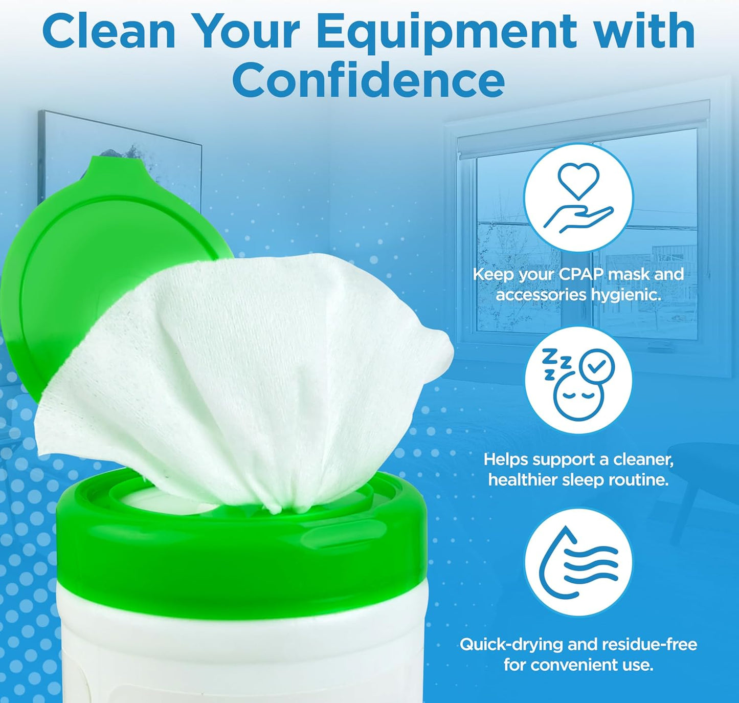 resplabs CPAP Mask Wipes Unscented Cleaner for Full Face, Nasal Masks & Supplies 110 Wipes