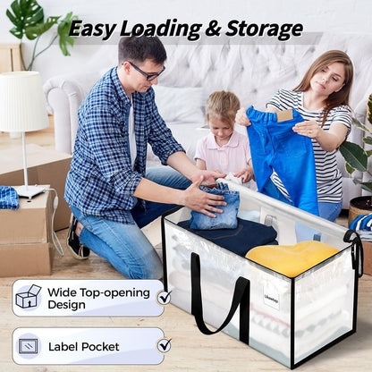 ukeetap Extra Large Clothes Storage Bins with Lids, Clear
