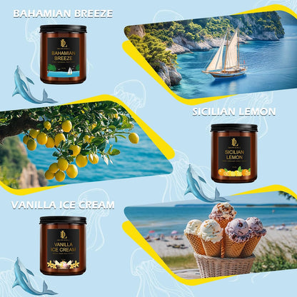 Scented Candles Set, 4 Pack Soy Candles for Home Scented, Candle Gifts for Women Men, 28oz 200 Hours Burn, Scents of Pineapple Cocktail/Coconut Vanilla/Pink Sands/Bahamian Breeze