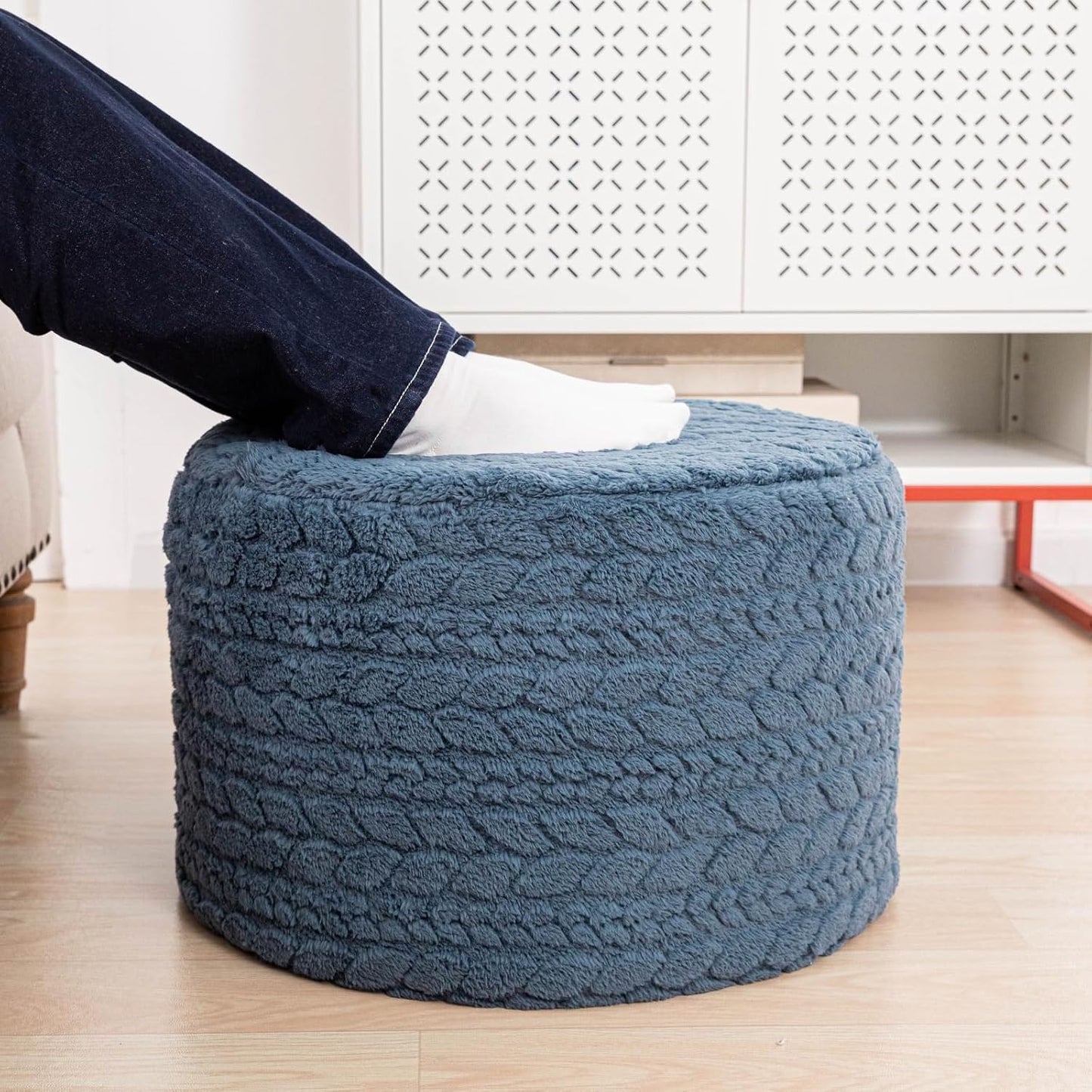 Round Pouf Ottoman 20 x 20 x 14 Inches Boho Poof Home Decor Floor Pouffe Ottoman Foot Rest for Couch Sofa Bean Bag Chairs Living Room Bedroom (Green)