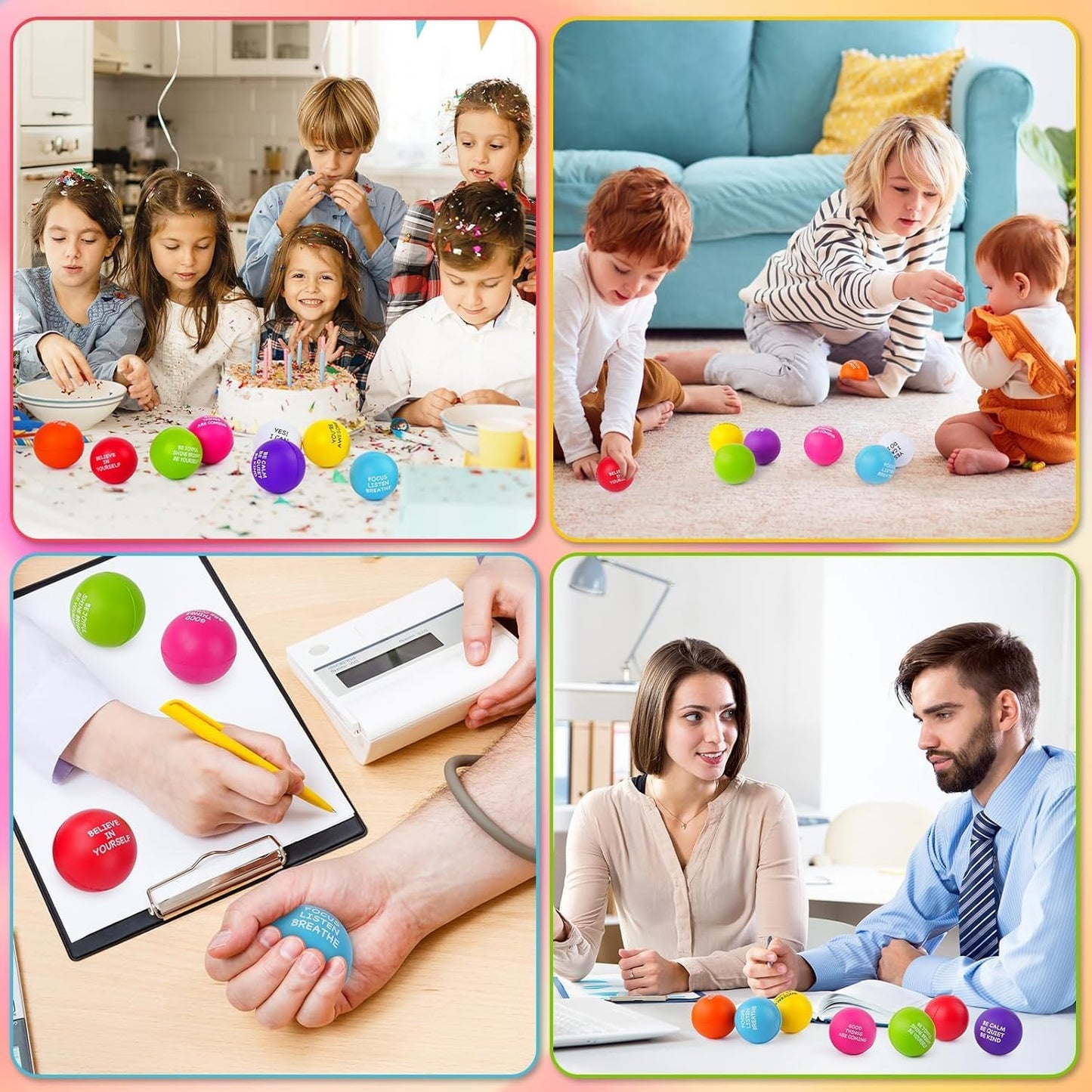 SHQDD Stress Balls for Adults, 8PCS Foam Stress Relief Toys for Kids & Adults, Bulk Squeeze Balls for Office Relief Employee Appreciation, Classroom Prizes, Student Gifts, Perfect Party Favors