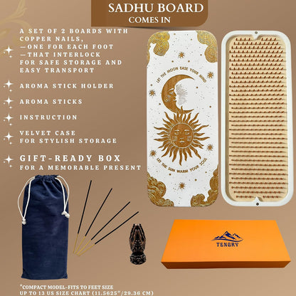 TENGRY Sadhu Board, Specially Crafted Aluminum & Copper Nails, Light Nail Board, 0.31 IN (8 mm), Beginners, Hexagon, Slim Sadhu Wood Board for Standing on Nails, Acupuncture Foot Massage, Yoga Gift
