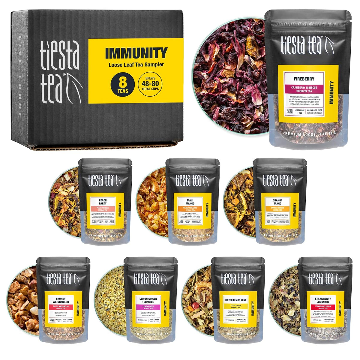 Tiesta Tea Herbal & Rooibos Tea Sampler Dry Flight Set 8 Pouches