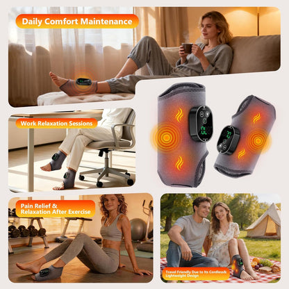 AWIL Rechargeable Ankle Foot Massager Wrap with Heat & Vibration, 6 Heating Levels & 3 Vibration Modes, Adjustable Wearable Massager for Foot Ankle Calf Wrist, Portable for Home Office Travel-1pcs