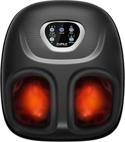 CuPiLo Foot Massager FSA Eligible HSA 2026 Upgraded, Birthday Gifts for Women Men Mom Dad, Feet Massager with Heat for Plantar Fasciitis Relief, 5 Levels Compression & Vibration Massage for Neuropathy