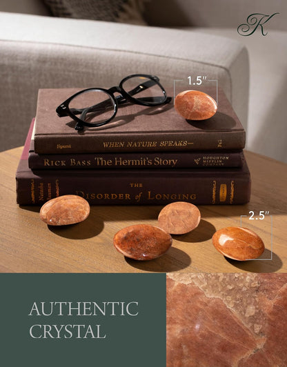 KALIFANO Palm Stone with Healing & Calming Effects - AAA+ Grade High Energy Worry Stone with Information Card - Reiki Crystal Used for Courage (Family Owned and Operated)