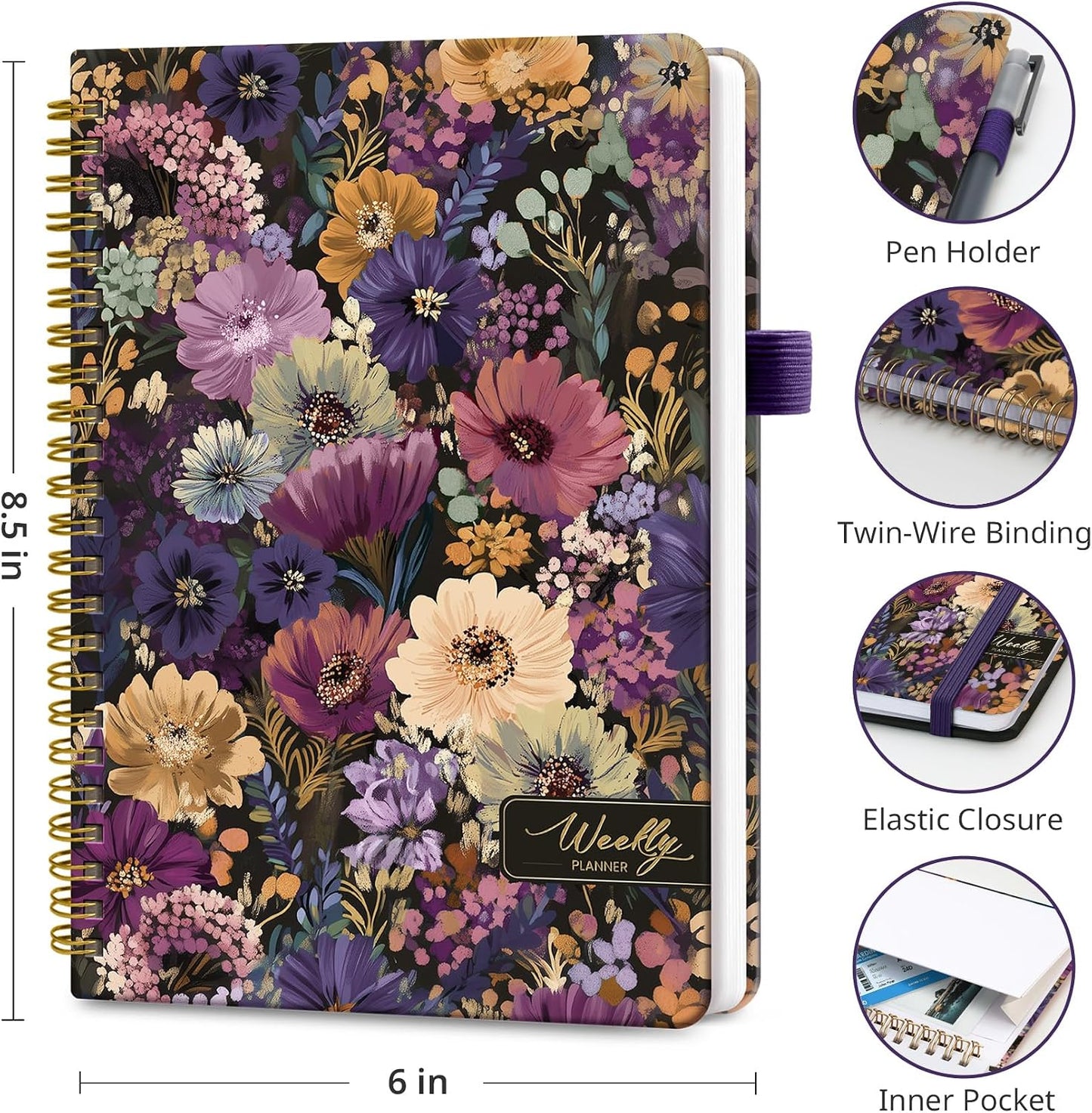 Taja Undated Weekly Planner, Weekly To Do List Notebook with Goal & Habit Tracker Organizer, A5 Weekly Planner Notebook with Spiral Binding, 6.1" x 8.2" - Green