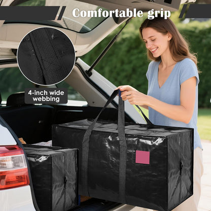 Moving Bags Heavy Duty 210GSM with Full-Open Side Zipper, 93L 220lbs Waterproof Foldable Storage Totes for College Dorm Move-In, Moving Boxes Alternative & Home Organization, Blue