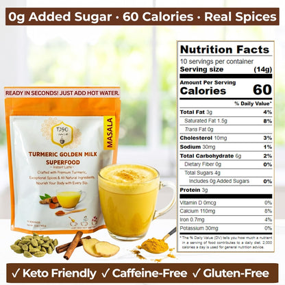 T2GO Authentic Karak Masala Chai Tea Mix – Just Add Water, 8 oz | Bold karak-style masala chai — real milk & spices in every scoop, no simmering