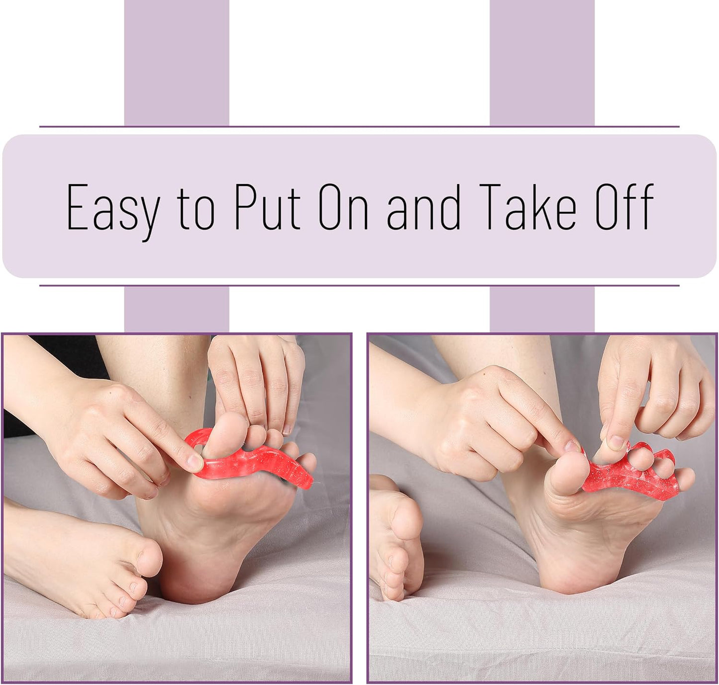 DR. JK- ToePal Gel Toe Separator, 2 Pairs, Toe Spacers, Toe Straightener, Hammer Toe Straightener, Toe Spreader, Toe Stretcher, Toe Corrector for Women and Men, Bunion Corrector