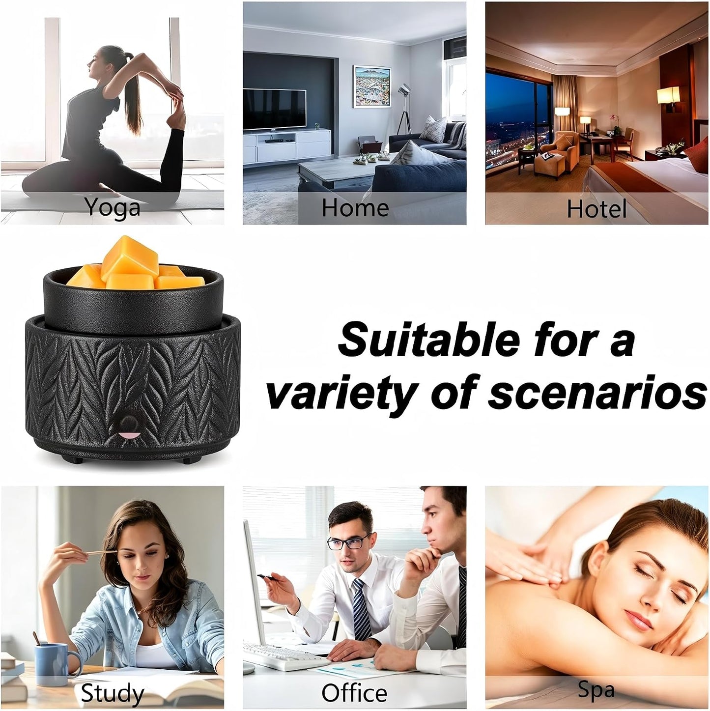 Ceramic Wax Melt Warmer, Fragrance Wax Warmer 4-in-1 Electric Candle Wax Melter and Wax Cubes for Home Office Bedroom Aromatherapy Essential Oil Burner is Birthday Gifts for Women Mom Girl(Dark Brown)