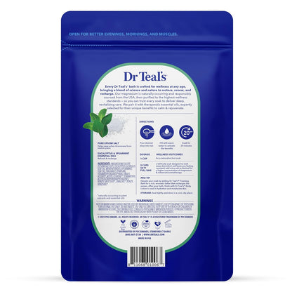 Dr Teal's Pure Epsom Salt, Relax & Relief with Eucalyptus and Spearmint, 3 lb (Pack of 4)