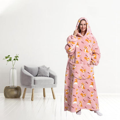 Capecage Blanket Hoodie, Long Hooded Blanket Sweatshirt as Birthday Gifts for Women Men, Long Wearable Blanket for Women Men.