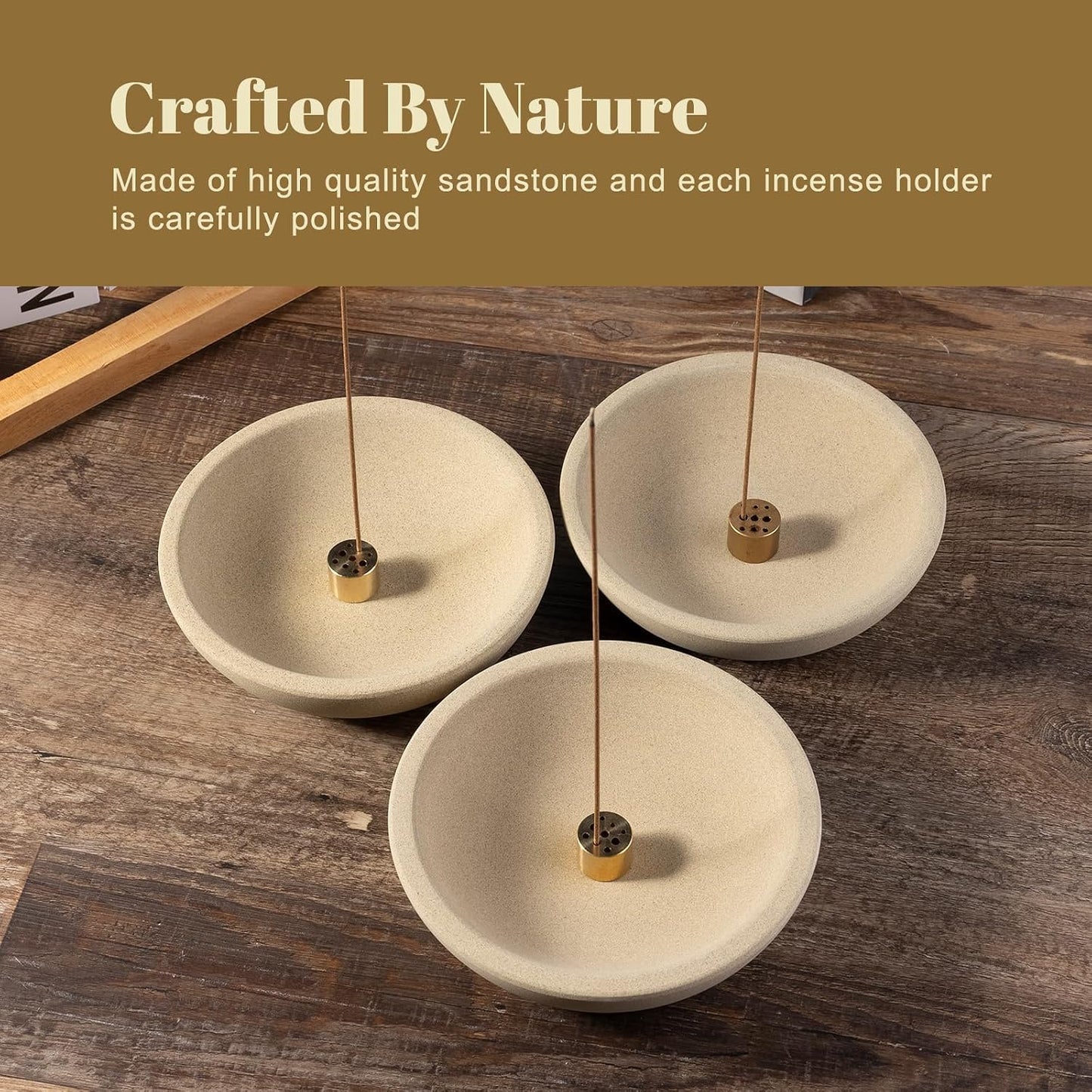Koville Natural Marble Incense Holder, Incense Holder for Sticks with 9 Holes, Handmade Incense Burner Ash Catcher for Meditation Yoga SPA, Balsam Fir/Palo Santo/Sage/Cone (White)