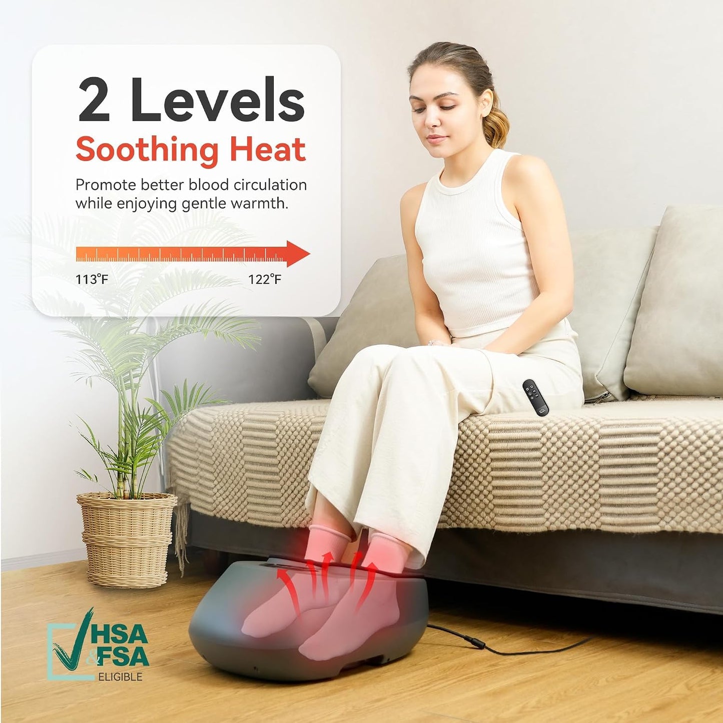 Snailax Shiatsu Foot Massager with Heat, FSA Eligible, Kneading, Compression, Vibration, Feet Massage Machine for Plantar Fasciitis, Neuropathy, Foot Warmer, Gifts for Women Men,Size 13