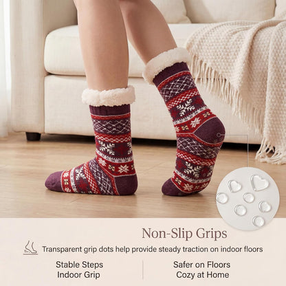 Cozylook Fuzzy Slipper Socks for Women with Grips Warm Cozy Soft Non-Slip Winter Socks Cozy Gift Idea