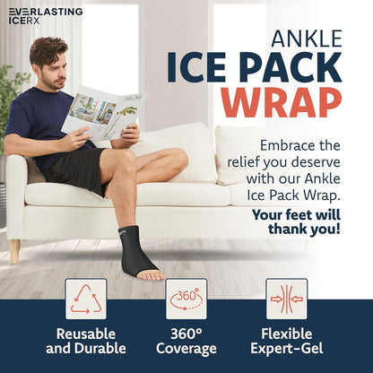 Ankle Compression Sleeve for Achilles Tendonitis Relief, Ankle Ice Pack Wrap, Foot Brace Sprained Ankle Support for Women and Men, Freeze Cold Packs for Plantar Fasciitis