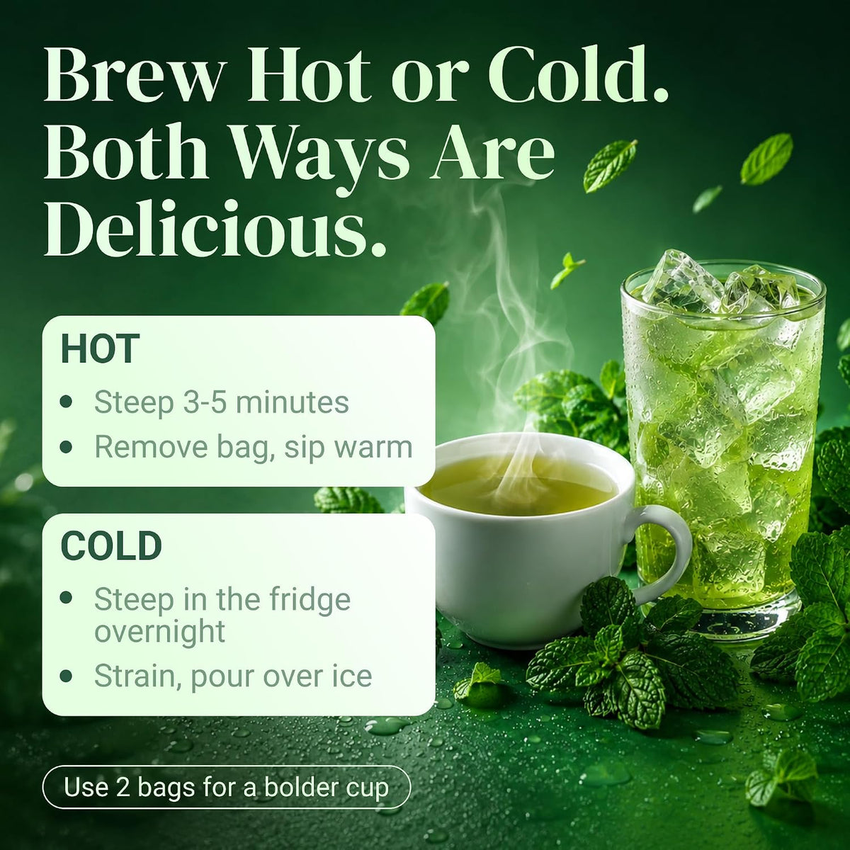 Spearmint Tea Bags - 50 Tea Bags - Pure Spearmint Leaves - Caffeine Free Herbal Tea - Natural Digestive Support & Breath Freshener - Non-GMO