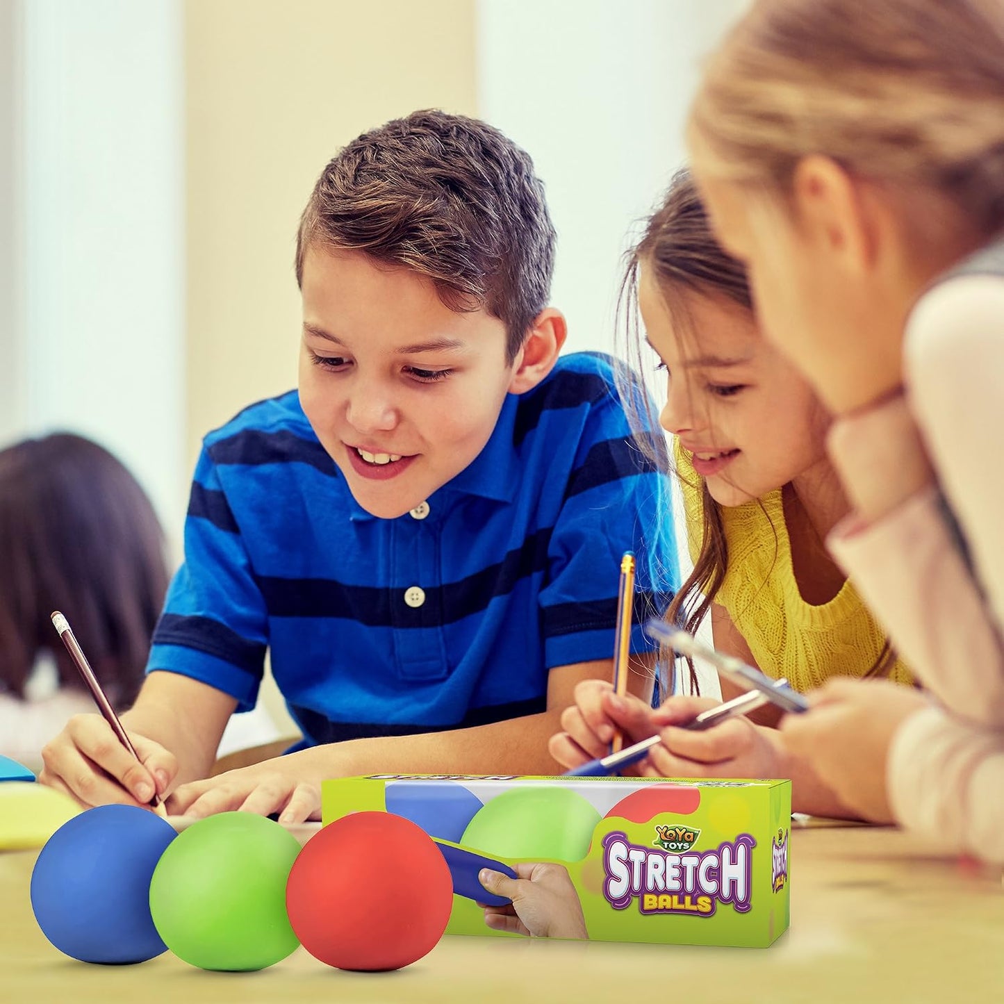 YoYa Toys Pull, Stretch and Squeeze Stress Balls - 3 Balls, Elastic Sensory Balls for Stress and Anxiety Relief, Autism and Special Needs Toys, Calming Fidgets for Kids and Adults, Ideal for Classroom