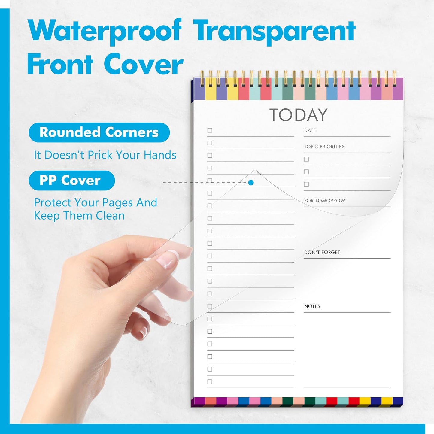 2 To Do List Notepads, Daily Planner Notebook with Tear-off Design, Undated Writing Organizer for Daily Tasks and Goal, Coiled Task Track Checklist Productivity Pad for Office, Classroom, Home, School