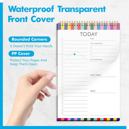 2 To Do List Notepads, Daily Planner Notebook with Tear-off Design, Undated Writing Organizer for Daily Tasks and Goal, Coiled Task Track Checklist Productivity Pad for Office, Classroom, Home, School