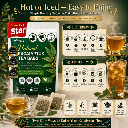 WOTIHA 60 Count Premium Lemon Balm Tea Bags - 100% Pure Natural Leaves, Lemony Citrusy Flavor, Supports Calming & Digestion, Caffeine-Free, Additive-Free, Sugar-Free, Vegan Non-GMO