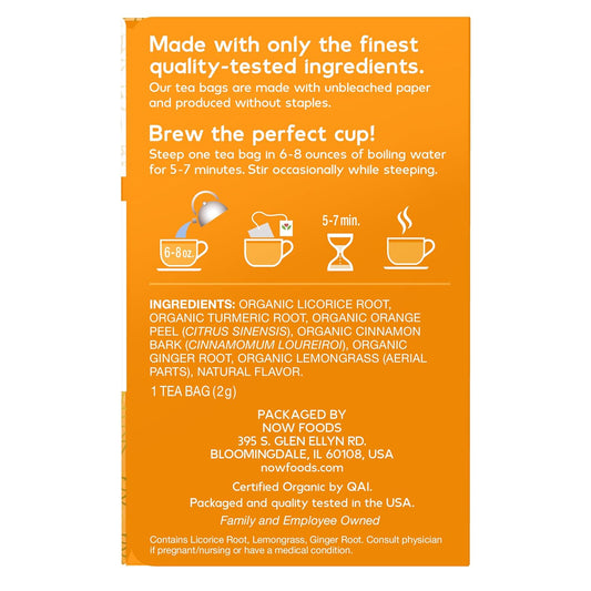 NOW Give a Tea® Organic Turmeric Ginger, Caffeine-Free, 24 bags