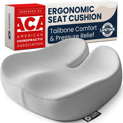 5 STARS UNITED Seat Cushion - Memory Foam Chair Cushion for Tailbone Pain Relief - Ergonomic Support for Coccyx, Sciatica & Butt - Office, Desk & Gaming Chair, Car Seat, Wheelchair, Black Suede