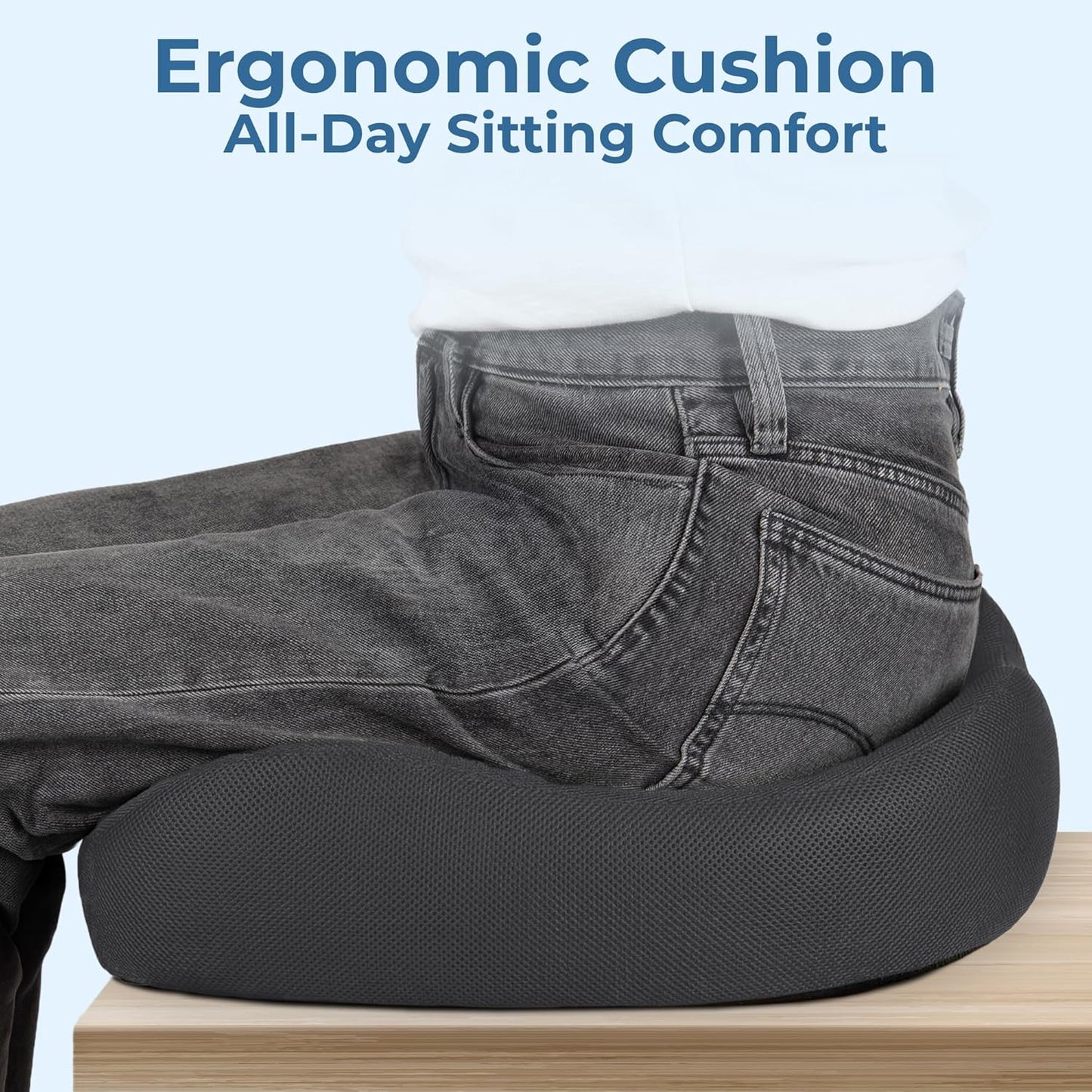 5 STARS UNITED Seat Cushion - Memory Foam Chair Cushion for Tailbone Pain Relief - Ergonomic Support for Coccyx, Sciatica & Butt - Office, Desk & Gaming Chair, Car Seat, Wheelchair, Black Suede
