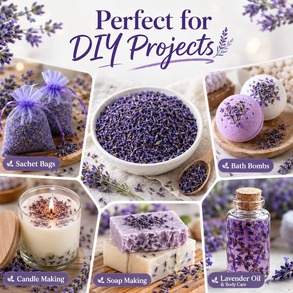 Sukh 3oz Dried Lavender Flowers - Make Sachets for Drawers and Closets