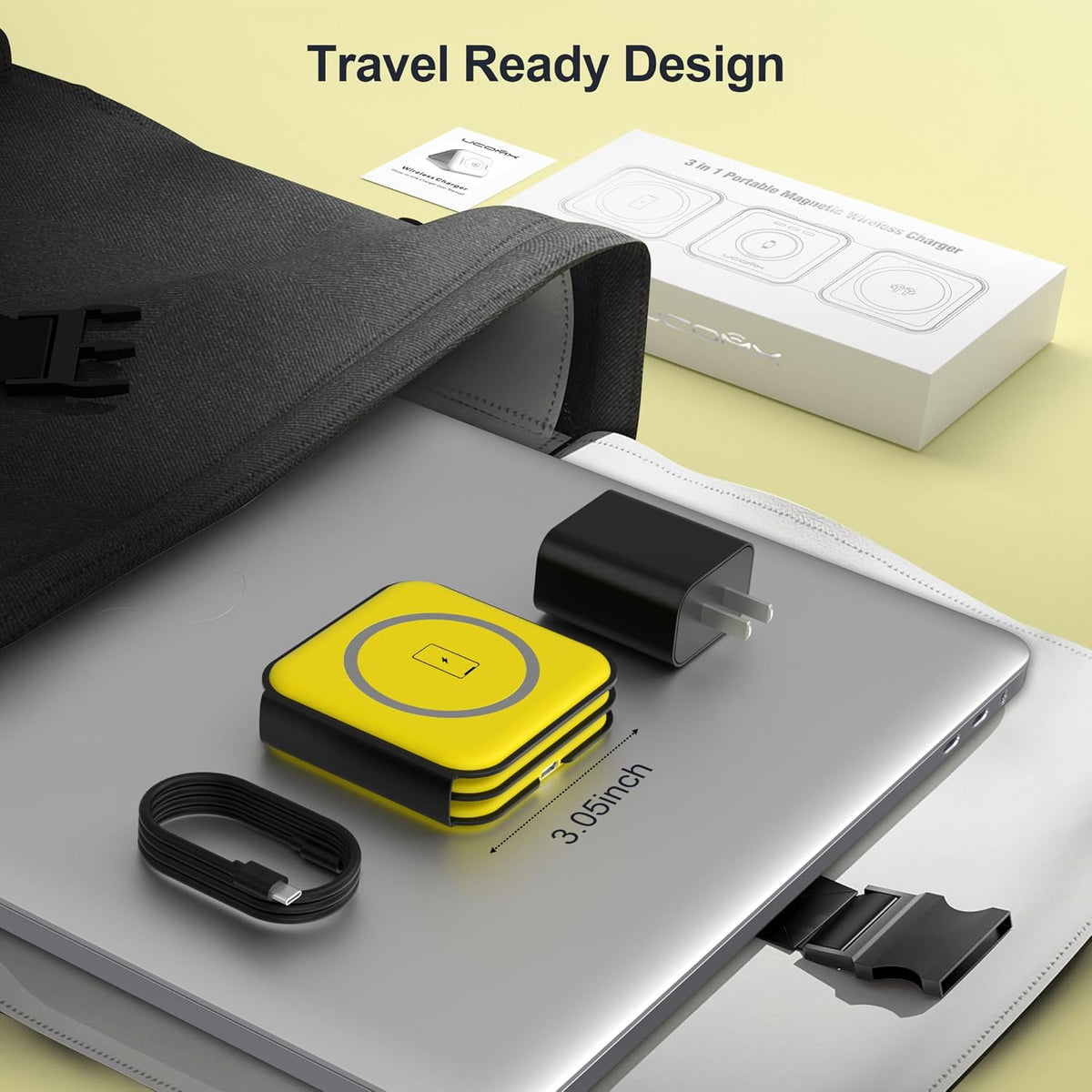 3 in 1 Charging Station for Multple Devices,Foldable 3 in 1 Wireless Charger for Travel,NANO Wireless Charging Station for iPhone17 16 15 14 13 12 Pro Max/Watch 10 9 8 7 6 5 4 3 Ultra/AirPod Pro
