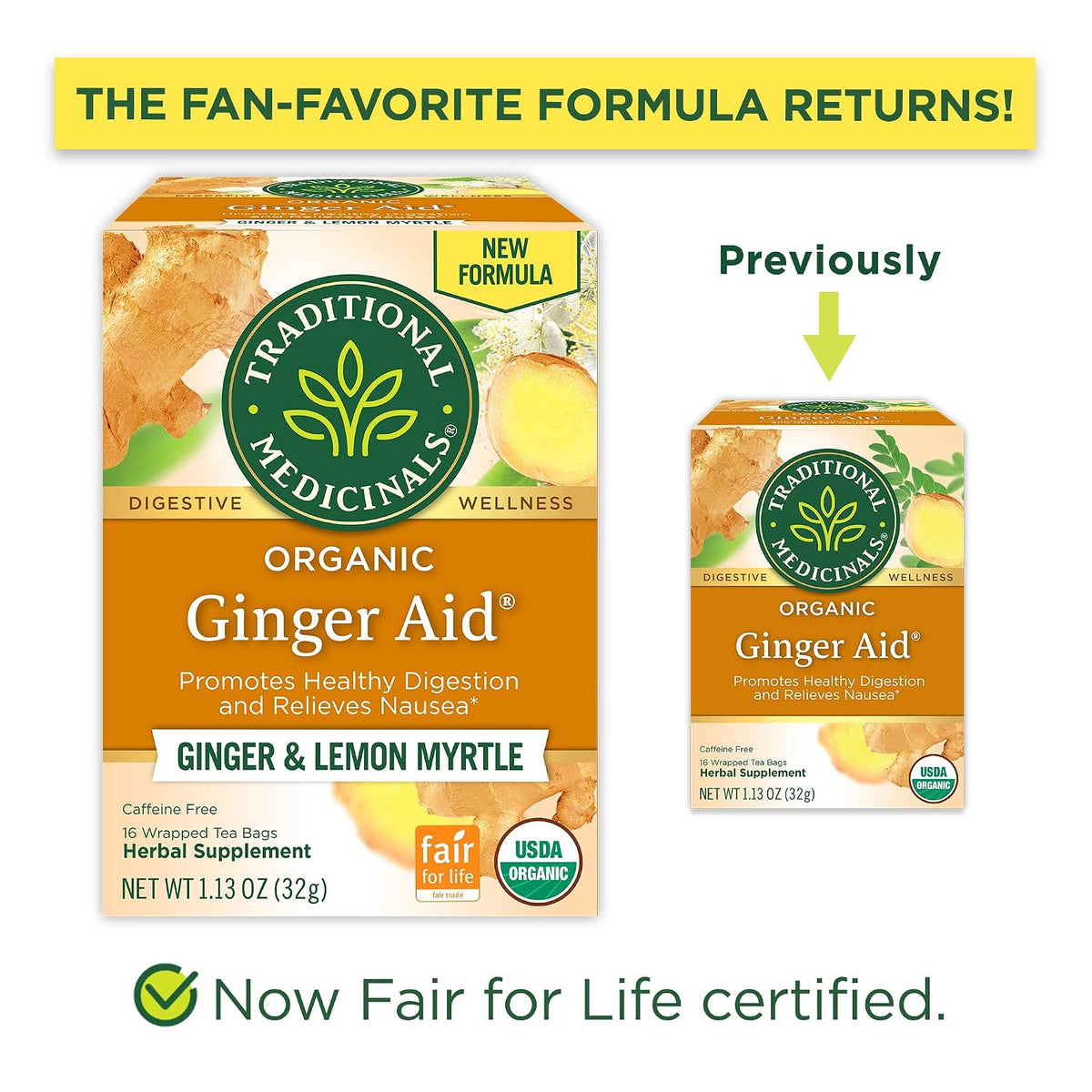 Traditional Medicinals Organic Ginger Aid, 16 Tea Bags